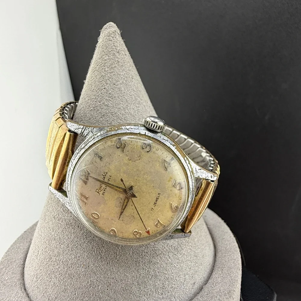 Rudolph's Dependable Watch 17 Jewels Manual Mens 6.25in NON WORKING